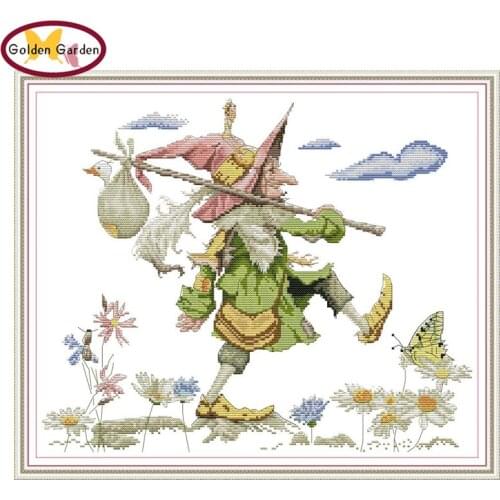 GG Hike Cross Stitch Pattern Embroidery Needlework Set Joy Sunday 14CT11CT Cotton Canvas Cross Stitch Stamped Kit for Home Decor