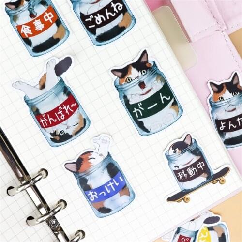 34Pcs/pack Light And Shadow Diary cute cat Stickers For Stationery Scrapbooking Diy Diary Album Bullet Journal Stick Labe