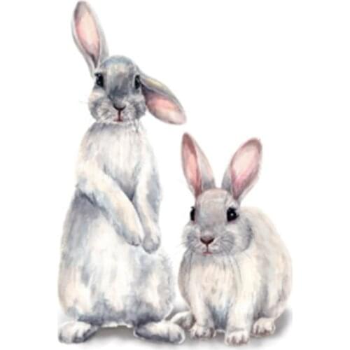 Two Cute Rabbits Wall Sticker Childrens Kids Room Home Decoration Removable Wallpaper Living Room Bedroom Mural Bunny Stickers