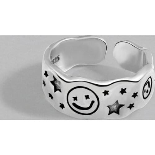 HUANZHI 2021 New Individuality Vintage Silver Colour Chain Adjustable Opening Punk Saturn Rings for Women Man Couple Ring