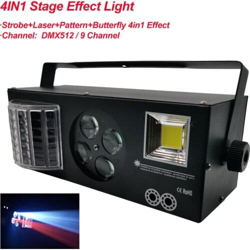 New DJ Disco Strobe Laser Pattern Butterfly 4IN1 LED Effect Light For KTV Family Party Wedding Christmas DMX512 Stage Equipment