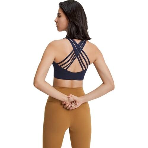 NWT Cross Tanks Yoga bra Women Tank Tops Fitness Shock Proof Quick Dry Backless Push Up Crop Bra Size XS-XL