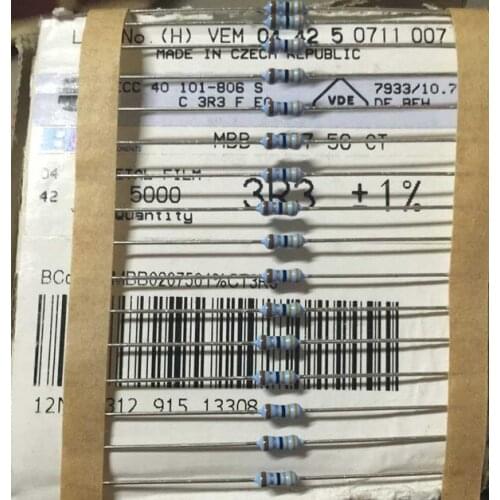 Original new 100% metal film color ring precision resistor MBB0207 1/4W 3.3R 1% (Inductor)