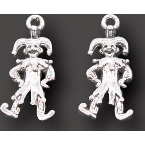15pcs Silver Plated Circus Clown Alloy Pendant Hip hop Earring Bracelet DIY Charms Jewelry Crafts Making 24*10mm A699