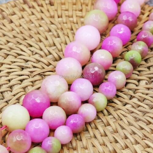 8 10 12mm Multicolor Flower Peach Blossom Chalcedony DIY Loose Round Beads Faceted Stone Women Girls Gifts Jewelry Making Design