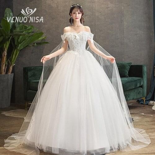 VLNUO NISA Luxury Embroidery Lace Wedding Dress With Tulle Shawl 2020 Pearls Flowers Bridal Gowns Plus Size Vestido De Noiva 30