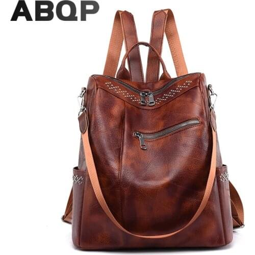 Large Capacity Womens Leather Backpack Waterproof Female Travel Shopping Bags Anti Theft School Backpack For Girls