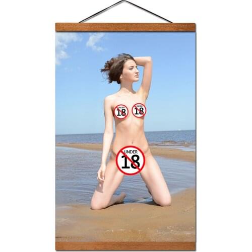 Sexy Girl on the Beach Posters Wall Art Canvas Prints Teak Wood Magnetic Scrolls Paintings For Living Room Decor