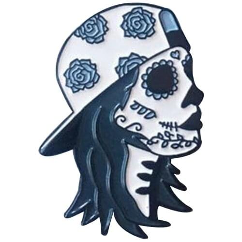 Sugar Skull Skater Pin