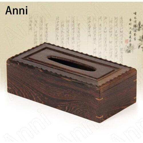 Creativity Red Sandalwood Tissue Boxes Chinese Simple Carved Relief Decorative Red Rosewood Wenge Wood Paper Towel Organization