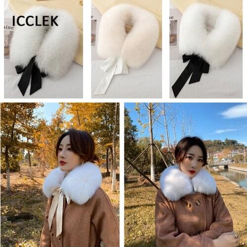 Real Fur Fox Fur Collar Winter Warm Ribbon Scarf Ladies Neck Warmer Shawl Wrap Girls Fur Scarves
