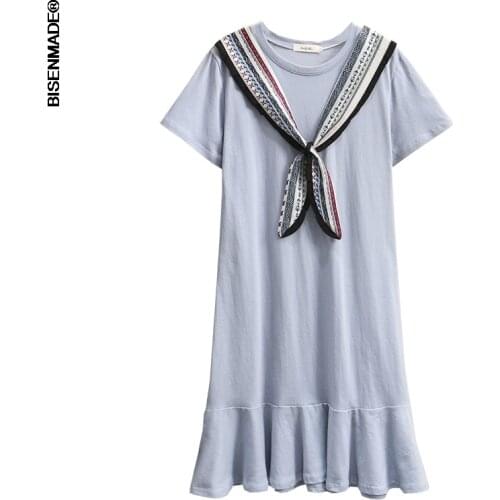 Summer 2021 Women Dress Oversize Fashion Casual Clothes Female One-Piece Sweet Short Sleeve Bow Vestido De Mujer