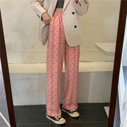 Women Pants Pants Women 2021 Girls Elastic Waist Pattern Casual Pants Pantalones De Mujer