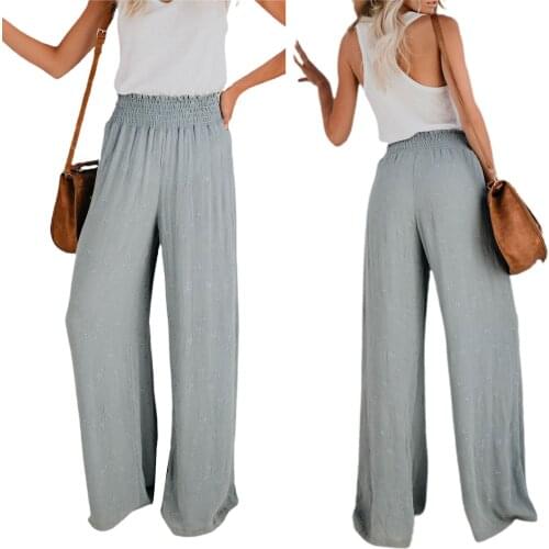 2021 Women Floral Loose Pants High Waist Casual Leisure Daily Wide-Leg Loose Streetwear Summer Wholesale Dropshipping