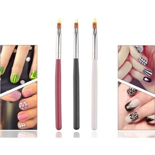 1pcs New Nail Brush Wood Handle Pen UV Gel Gradient Bloom Nail Art Painting Nylon Hair Draw Manicure Nail Tool Black White Red