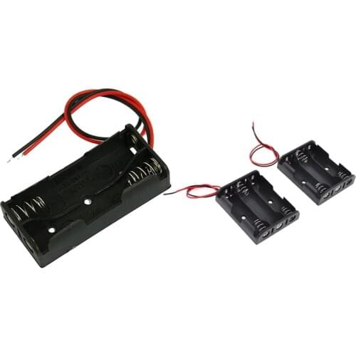 2 Pcs Black Red Cable 3 x 1.5V Aa Batteries Cell Box Holder & 1Pcs Black Plastic Battery Case Holder Wire 2 x 1.5V Aaa