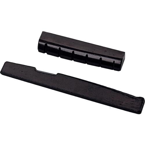 2pcs/Set Black Camel Bone Guitar Bridge Saddle and Nut for Folk Acoustic Guitar Made of Real Bone