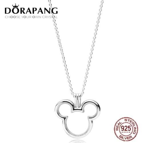 2018 Newest 100% 925 Sterling Silver Lovely shaped Floating Locket Pendant Necklace for Women Fashion Jewelry Set Gift Wedding