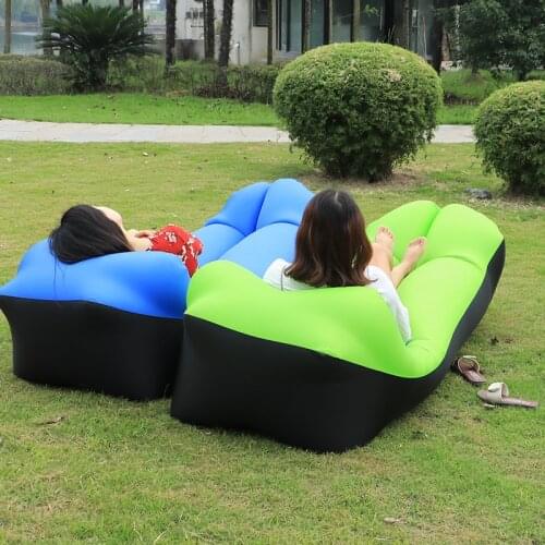 2020 Hot Sale Fast Inflatable Sequin Sofa Lazy Bag Sleeping Bag 240*70cm Camping Portable Air Banana Sofa Beach Bed Air Hammock