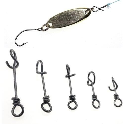 50PCS Stainless Steel Connector Fishing Fastach Clips Fishing Swivels Snaps Swivel Rolling Snap Quick Connection Accessory