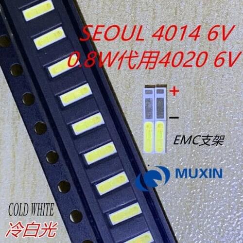 500PCS/Lot FOR SEOUL 4014 SMD LED Beads Cold white 1W 6V 150mA For TV/LCD Backlight LED Backlight High Power LED 4020 6V