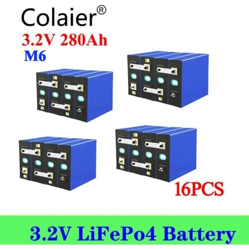 16pcs Colaier 3.2V 280Ah lifepo4 battery 12V 48V 280AH Rechargeable battery pack for Electric car RV Solar Energy storage