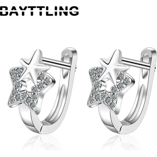 BAYTTLING 925 Sterling Silver Star Zircon Earrings For Women Fashion Jewelry Gifts