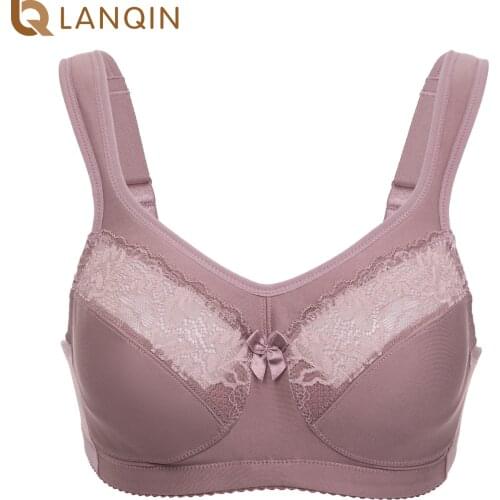 Womens Lace Unlined Full Figure Support Wirefree Cotton Minimizer Bra Plus Size