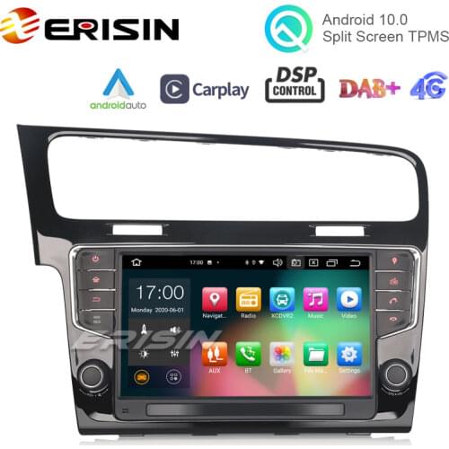 Erisin 8111 9" Android 10.0 Autoradio CarPlay DSP DAB+ TPMS DVR 4G WiFi OBD2 Canbus Car Stereo GPS Navi For VW GOLF VII/7