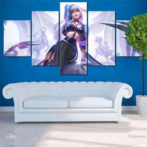 No Framed Canvas 5Pcs KDA ALL OUT Evelynn LOL Game Modern Wall Art Poster Home Decor Pictures Living Room Decoration Paintings