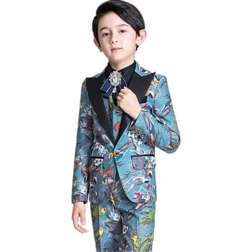 Boys Suits Formal Dress Suits Set Child Piano Performance Party Costumes Kids Blazer Vest Pants Shirt Tie 5pcs Clothes Set