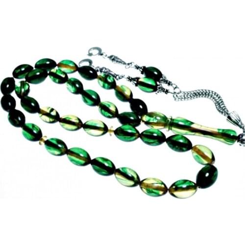 BEST ROSARY – Emerald Compressed Amber Rosary Made in Turkey Unisex 33pcs. Zikr Muslim Stress