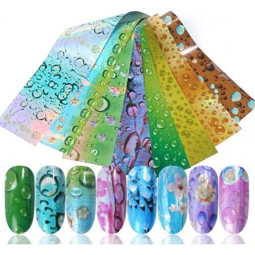 16 Sheets Starry Sky Water Drop Bubble Nail Sticker Adhesive Decal Transfer Foil