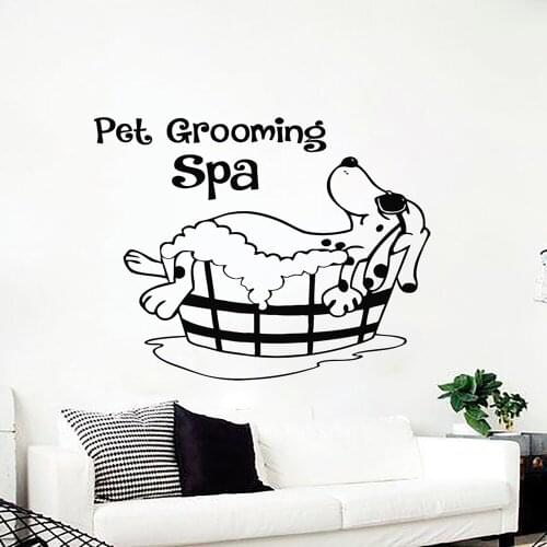 Puppy Pet Shop Wall Decal Dog Grooming Salon Vinyl Sticker Dog Grooming Spa Wall Stickers Animal Interior Design Decor X870