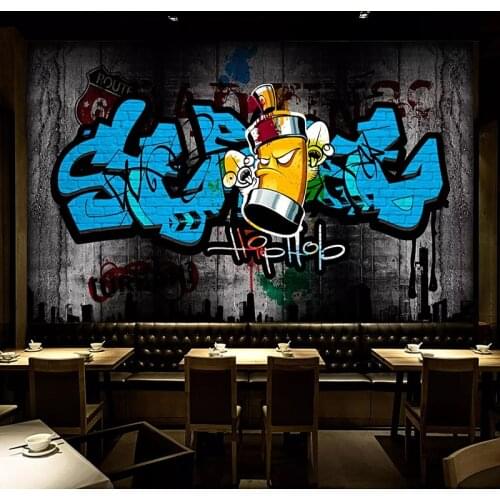 Custom Mural Wallpaper Street Graffiti Art Wall Painting Bar KTV Restaurant DIY Self-adhesive Removable Stickers Wall Decals 3D