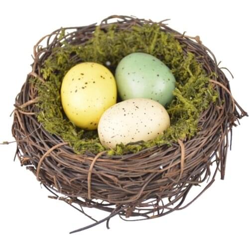 Natural Tree Vine Artificial Bird Nest Foam Bird Egg Easter Decor Prop Ornament