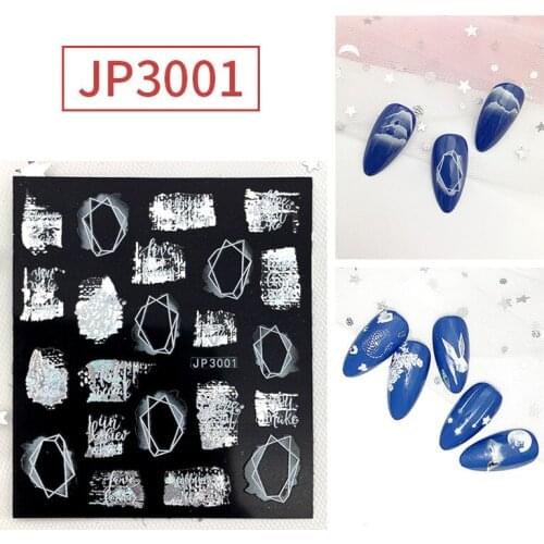 Sky Cloud White Nail Stickers Snowflakes Star Moon Heart 3D Christmas Xmas Transfer Sliders Embossed Self-adhensive