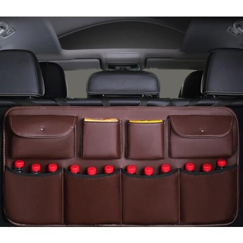 Newest PU Leather Car Rear Seat Back Storage Bag Multi-use Car Trunk Organizer Auto Stowing Tidying Auto Interior Accessories