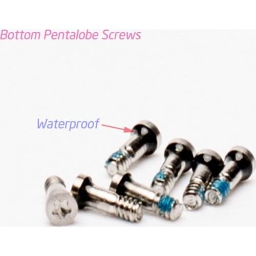Original Brand New Silver 5 point pentalobe Screw for iPhone 7 7 Plus Bottom Waterproof Screws Kit Replacement, 2000pcs/lot