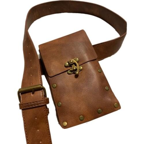 Fanny Waist Packs Phone Wallet Medieval Pouch Bag Belt Leather Men Women Punk Viking Pirate Costume Holster Case For Adult