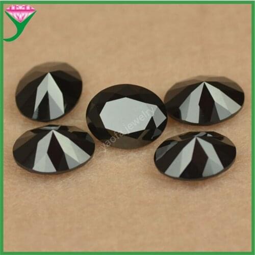 Sale 2x3~15x20mm 5A Black Color Oval Shape Brilliant Cut Synthetic Glass Beads Loose Glass Lab Created Gems Stone For Jewelry