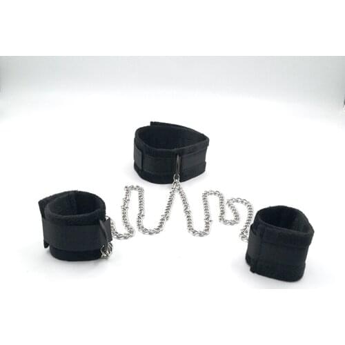 Sexy thin iron chain PU leather plush handcuffs ankle bondage sexual abuse bondage sex toy bondage sexual BDSM exotic accessorie