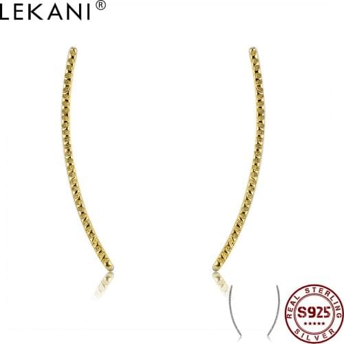 LEKANI 925 Sterling Silver Trendy Clip Earrings For Women Gold Color Ear Cuff Designer Handmade Jewelry Anti Allergy Earring