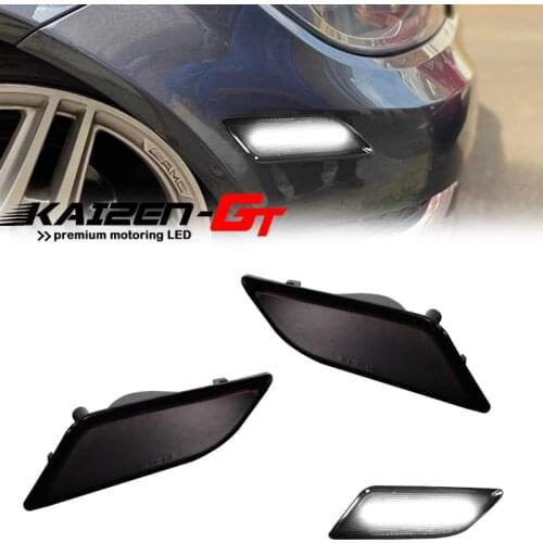 Smoked Lens Amber / White LED Front Side Marker Indicator Lights For 2012-2014 Mercedes Benz W204 LCI C250 C300 C350 Sedan/Coupe