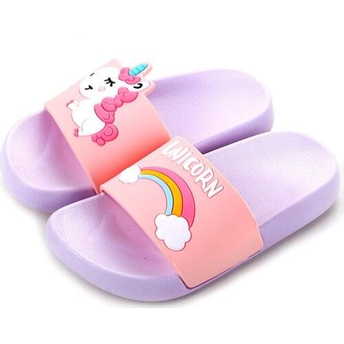 Unicorn Slippers For Boy Girl Cartoon Rainbow Shoes Summer Toddler Flip Flops Baby Indoor Slippers Kids Beach Swimming Slipper