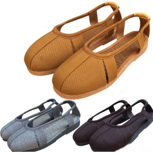 Unisex Summer yellow/grey/coffee shaolin monk kung fu shoes Buddhist lay meditation zen lohan arhat sandals monks shoes