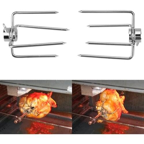 Rotisserie Meat Fork Barbecue Supplies BBQ Tool Charcoal Chicken Grill 2pcs/set Stainless Steel BBQ Forks Rotisserie BBQ Forks