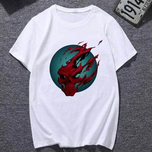 Womens T-shirt horror skull print graphics T-shirt ladies Harajuku T-shirt white casual street clothing T-shirt womens tops