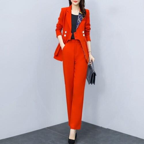 New Spring Work Casual Pant Suits OL 2 Piece Set for Women Business Pant Suit Set Slim Blazer And Pencil Pant Office Lady Suit