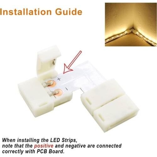 10pcs Pack L Shape Solderless Snap Down LED Strip Connector for Right Angle Corner or 90degree Connection of 8mm Wide 3528 Strip